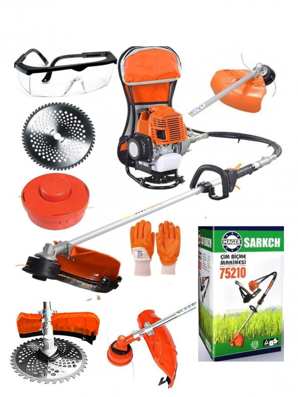 Mager Sarkch Sırt Tipi Benzinli Turbo 52 cc Motorlu Tırpan Çim Biçme Makinası ürün görseli 1