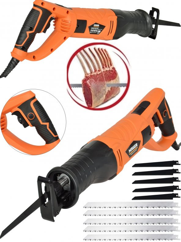 Mager Turange 900 Watt 10 Bıçaklı Döner Başlık Tilki Kuyruğu Et Kemik  Kesim Makinası Testere ürün görseli 1