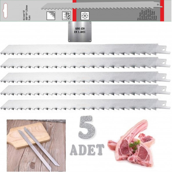 GATOR GTR903019 5 Adet 30cm Tilki Kuyruğu Et Kemik Kesim Bıçağı Paslanmaz Çelik ürün görseli 1