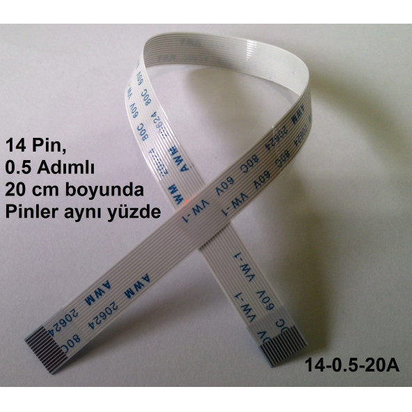Awm 20624 80C 60V Vw-1 Flex Şerit Kablo 14 Pin 20Cm 14-0.5-20A ürün görseli 1