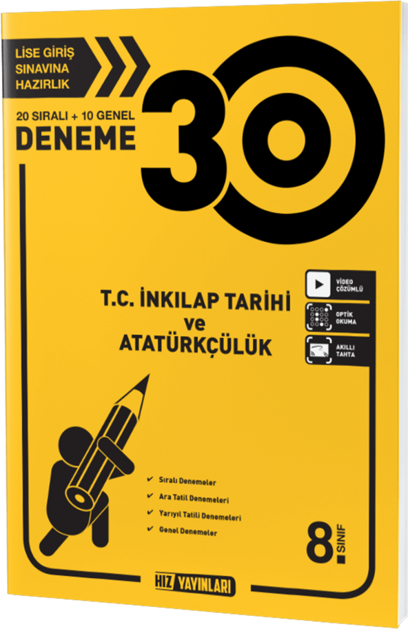 Hız Yayınları 8. SINIF T.C. İNKILAP TARİHİ VE ATATÜRKÇLÜK DENEME 30 LU ürün görseli 1