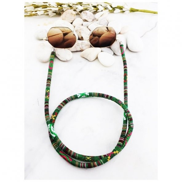 Yeşil Renk Retro Gözlük İpi - Resim 5