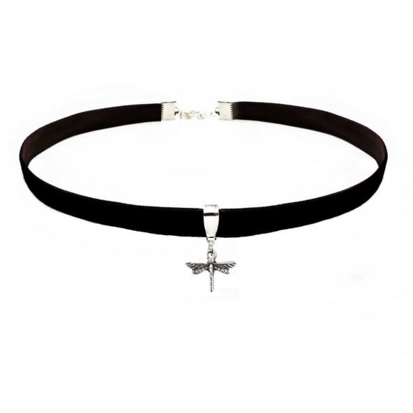 Siyah Renk Kadife Kadın Yusufcuk Choker Kolye ürün görseli 1