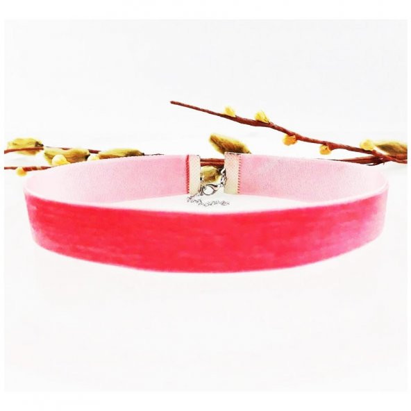 Pembe Kadife Kadın Choker Kolye ürün görseli 1