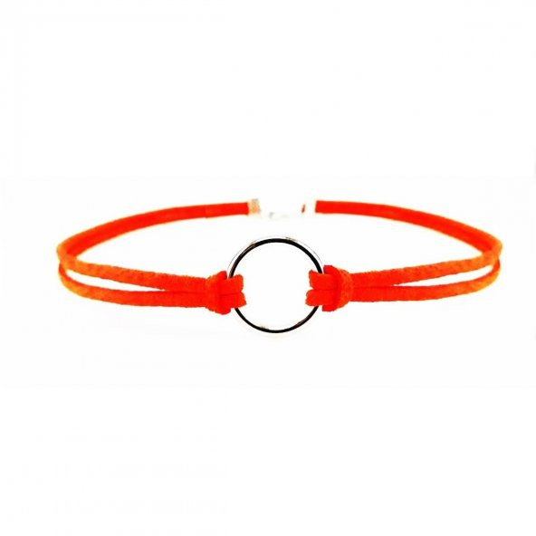 Turuncu Süet Halka Kadın Choker Kolye ürün görseli 1