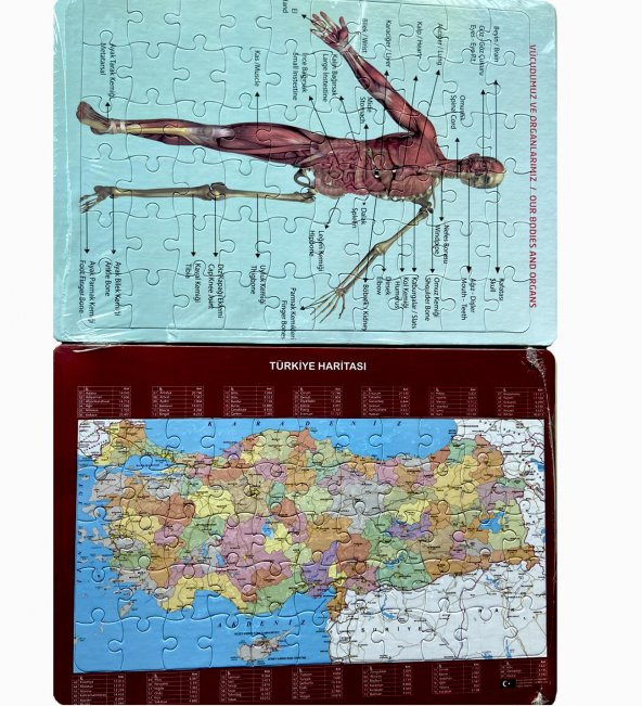2Li Puzzle Set Türkiye Haritası 50 parça ve İnsan Anatomisi 60 parça ürün görseli 1