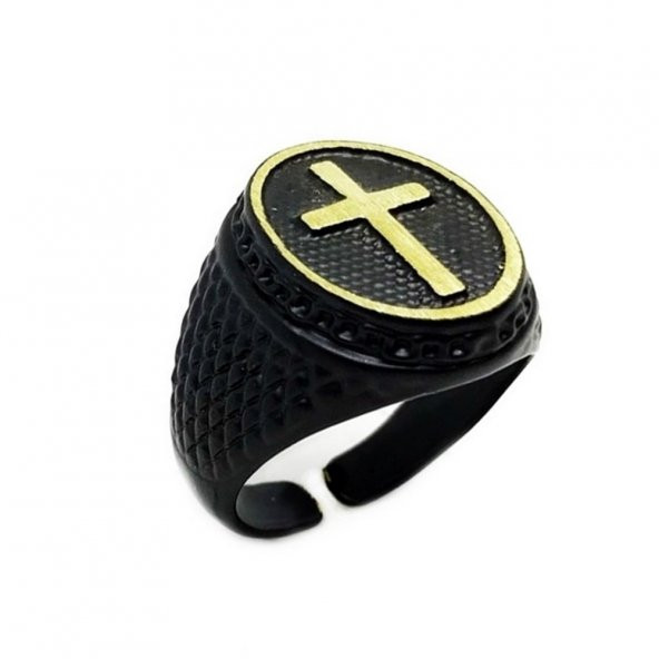 Mat Siyah Renk Gamerloot  Erkek Haç Yüzük ürün görseli 1