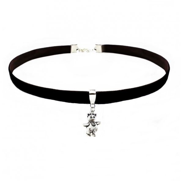 Siyah Renk Kadife Ayıcık Choker Kolye ürün görseli 1