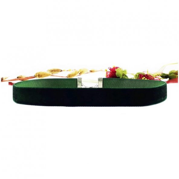 Yeşil Renk Kadife Kadın Choker Kolye ürün görseli 1