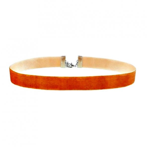 Turuncu Renk Kadın Kadife Choker Kolye ürün görseli 1
