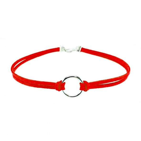Kırmızı Renk Kadın Süet Round Choker ürün görseli 1