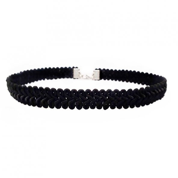 Siyah Örme Kadın Choker Kolye - Resim 2