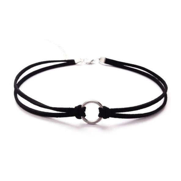 Siyah Renk Süet Kadın Round Choker Kolye ürün görseli 1
