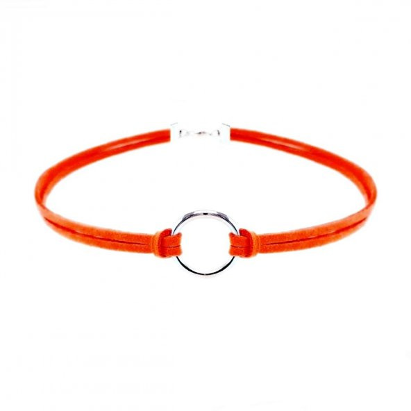 Turuncu Renk Kadın Süet Round Choker ürün görseli 1