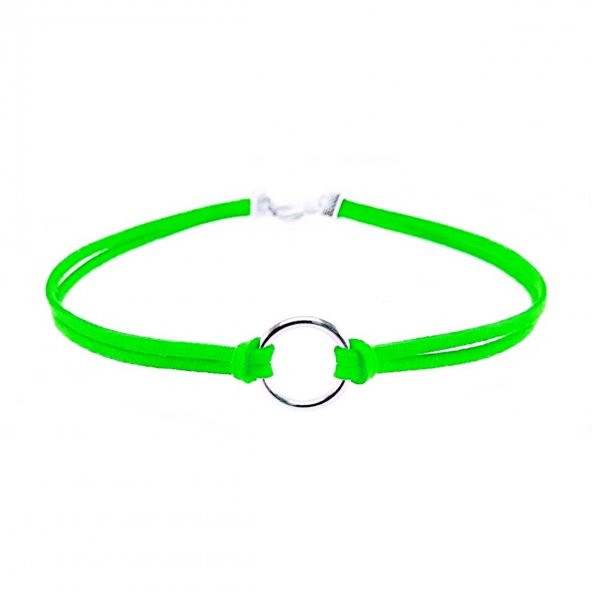 Fıstık Yeşili Kadın Süet Round Choker ürün görseli 1