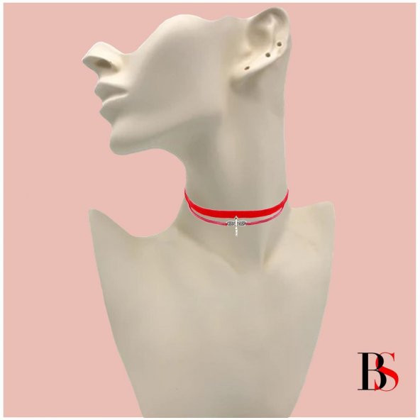 Pembe Kadife Kadın Yusufcuk Choker Kolye ürün görseli 1