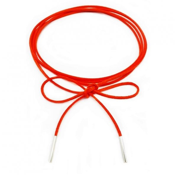 Turuncu Renk Kadın Süet Bağcıklı Choker Kolye ürün görseli 1