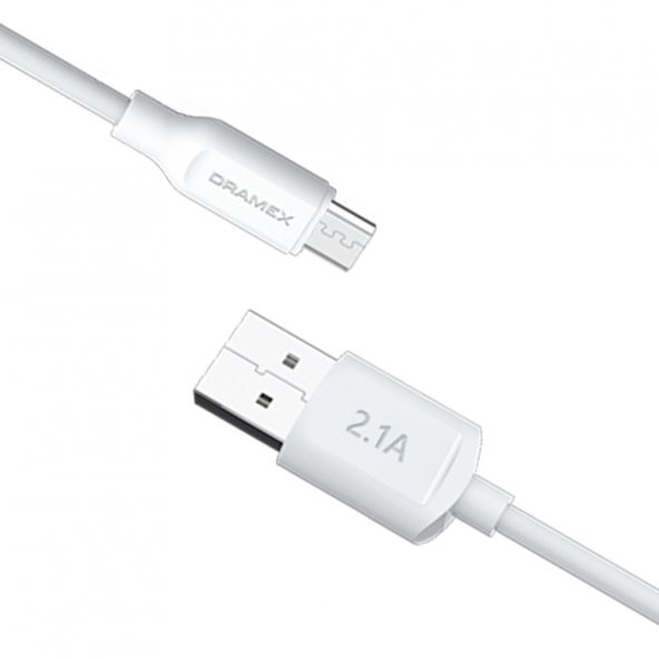 Dramex D21MK Micro USB Data/Şarj Kablosu 2.1A 1mt Beyaz - Resim 2