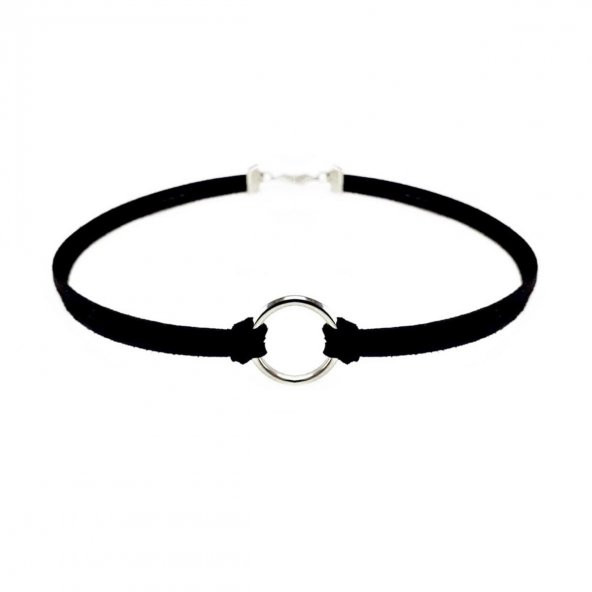 Siyah Renk Süet Kadın Round Choker Kolye ürün görseli 1