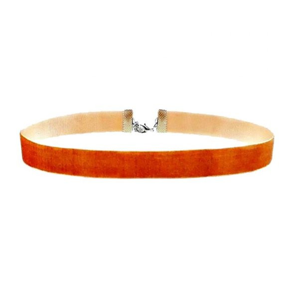 Turuncu Renk Kadın Kadife Choker ürün görseli 1