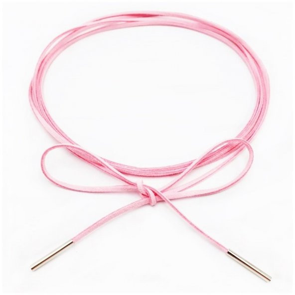 Pembe Renk Kadın Süet Bağcıklı Choker  Kolye ürün görseli 1