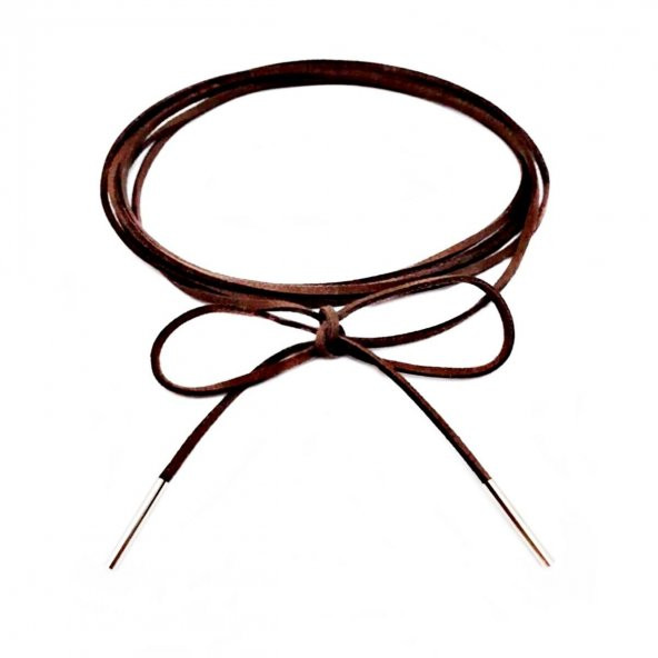 Kahverengi Süet Kadın Bağcıklı Choker Kolye ürün görseli 1