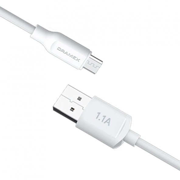Dramex D11MK Micro USB Data/Şarj Kablosu 1.1A 1mt Beyaz - Resim 2