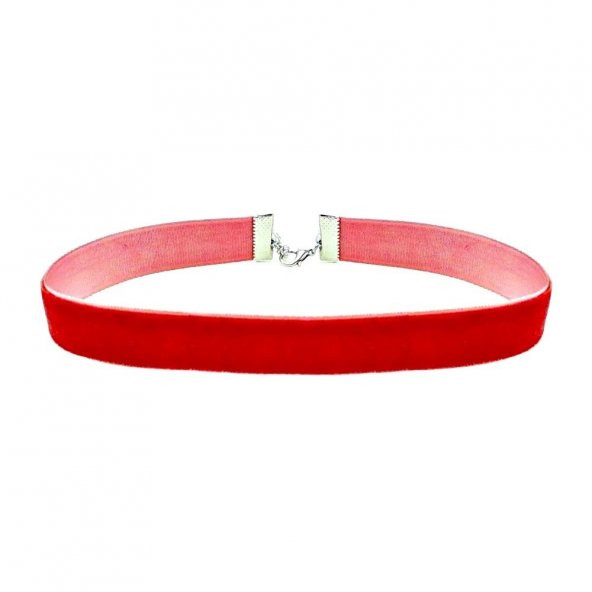 Kırmızı Renk Kadife 1.5 cm Kadın Choker Kolye ürün görseli 1
