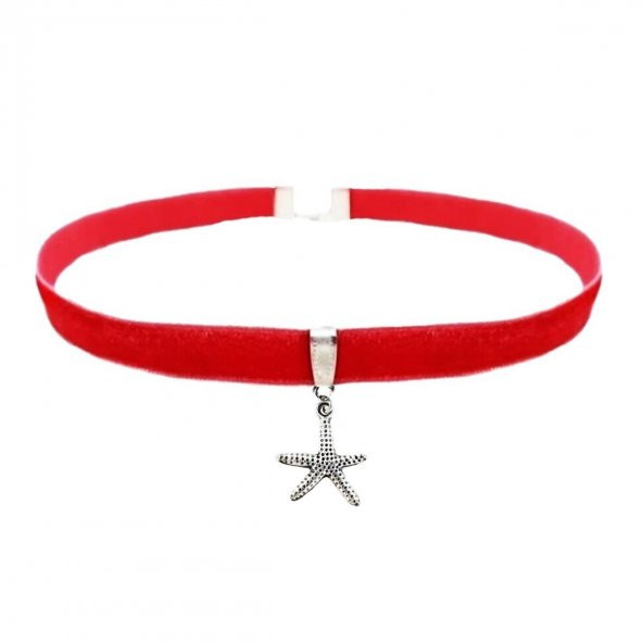 Pembe Kadife Kadın Deniz Yıldızı Tasma Choker Kolye ürün görseli 1