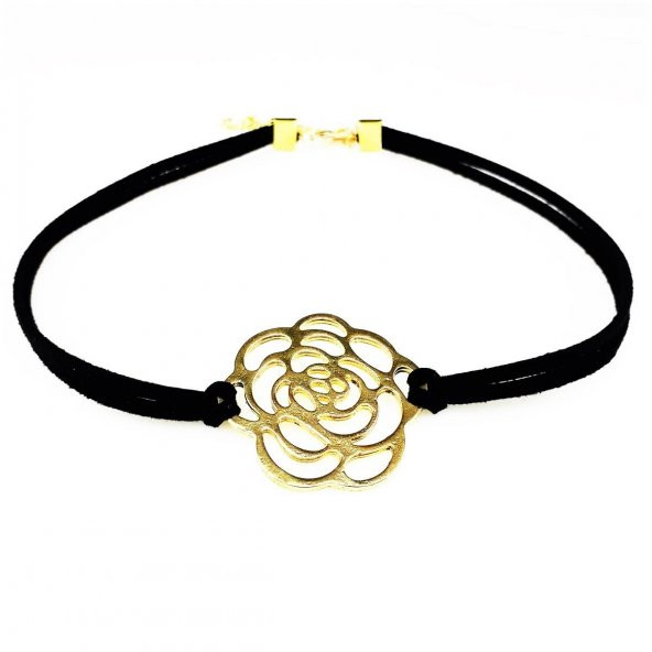 Siyah Süet Kadın Gül Choker Kolye ürün görseli 1