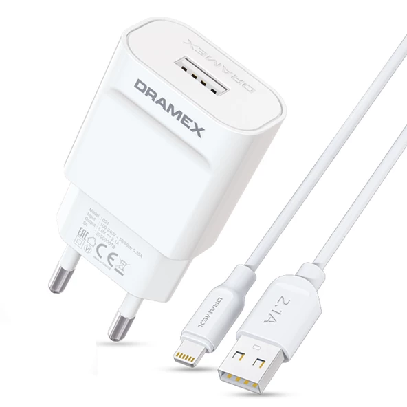 Dramex D21L Şarj Aleti Lightning Kablolu Set 2.1A - Resim 4