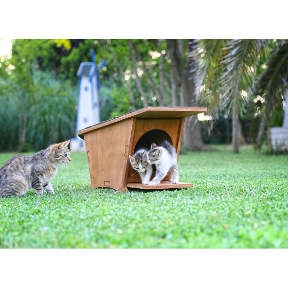 MANDU Ahşap Mini Kedi Evi (Yeni Doğan evi) - Resim 2