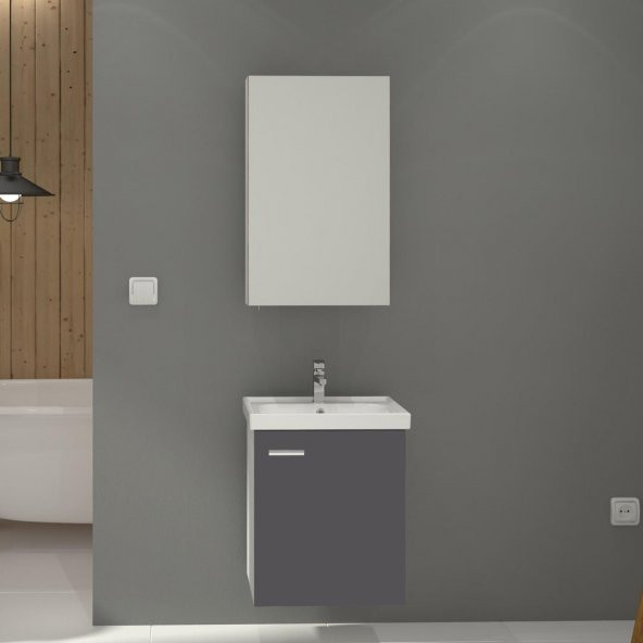 Denko Terra 50 cm Antrasit Gri MDF Banyo Dolabı Takımı ürün görseli 1