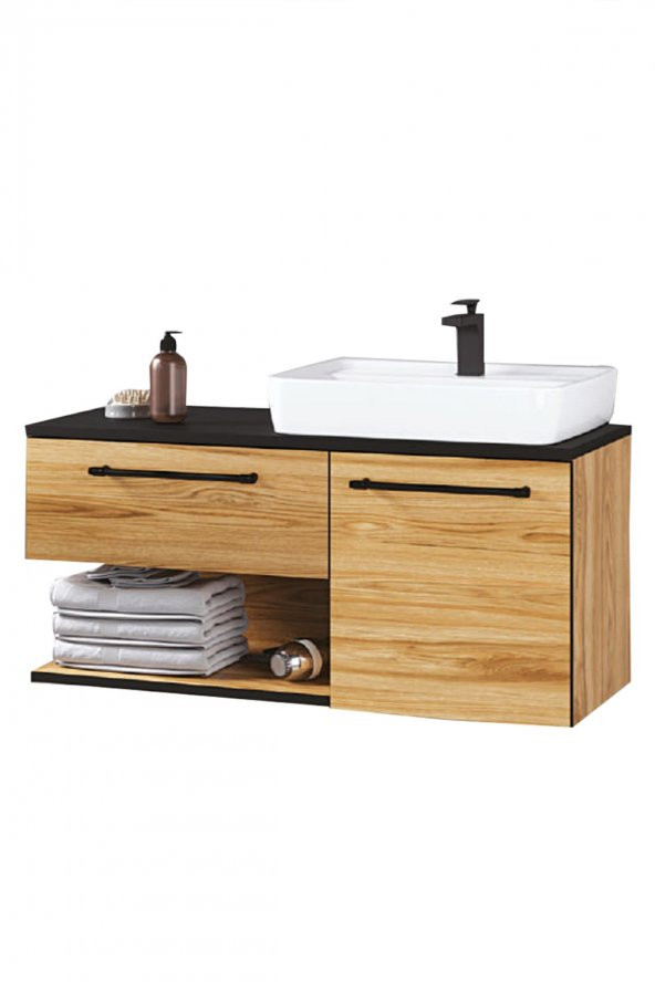 Turkuaz Duru Etajerli Lavabo 50*40 cm,Denko Piramit 90 Alt Modül ürün görseli 1