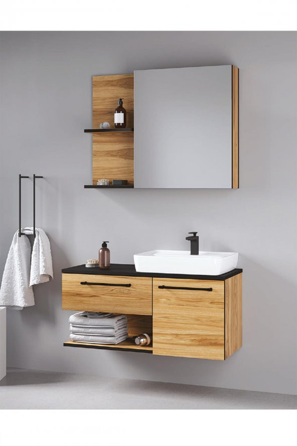 Denko Piramit 90 cm MDF Banyo Dolabı Takımı ürün görseli 1