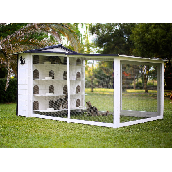 Mandu Bahçeli Kedi Apartmanı (Kedi Evi) Mama Kapları Hediye ürün görseli 1