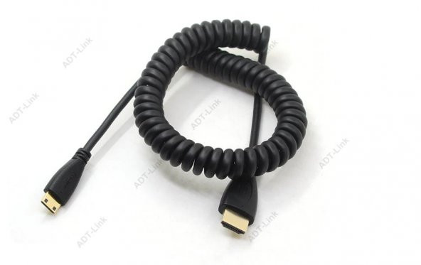 İnce Yüksek Hızlı Mini HDMI Sarmal Spiral Kablo 4K  2K ürün görseli 1