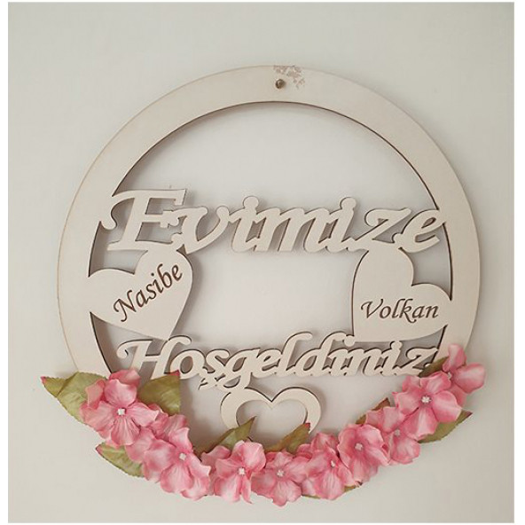 Kişiye Özel Evimize Hoşgeldiniz Ahşap Kapı Süsü ürün görseli 1