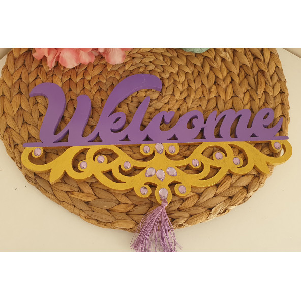 WELCOME Ahşap Kapı Süsü - Resim 3