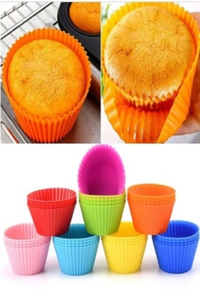 Renkli Silikon 6'lı Kek Ve Muffin Kalıbı ürün görseli 1