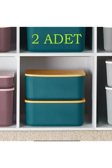 2 Adet Yeşil Storage 13 Lt Dekoratif Dolap Düzenleyici Kutu Hobi Oyuncak Ayakkabı Saklama Kabı ürün görseli 1
