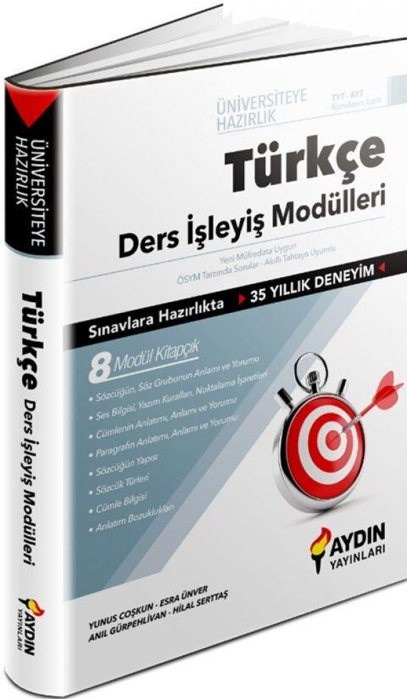 Tyt Türkçe Üniversiteye Hazırlık Ders İşleyiş Modülleri Aydın Yayınları ürün görseli 1