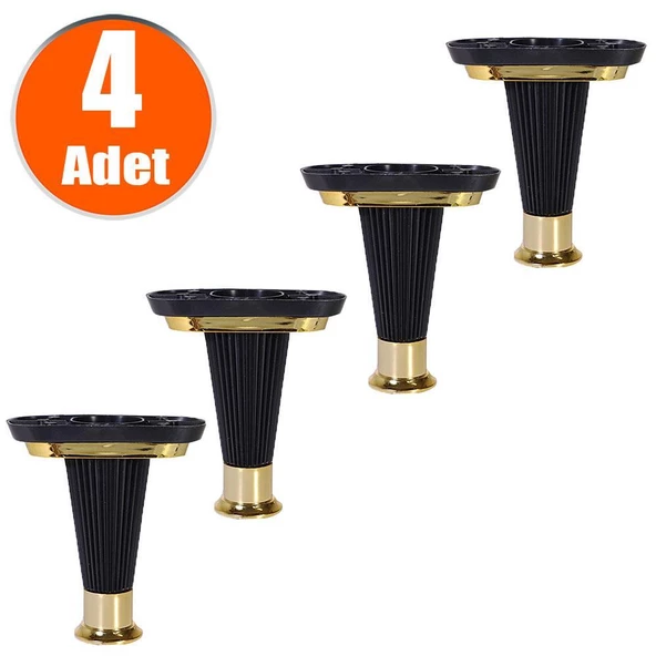 Mobilya Kanepe Puf Sehpa Ayağı Siyah Gold Baza Ayak 15 Cm (4 ADET) ürün görseli 1