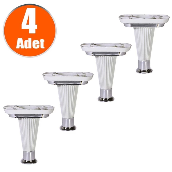 Mobilya Kanepe Puf Sehpa Ayağı Beyaz Krom Baza Ayak 15 Cm (4 ADET) ürün görseli 1