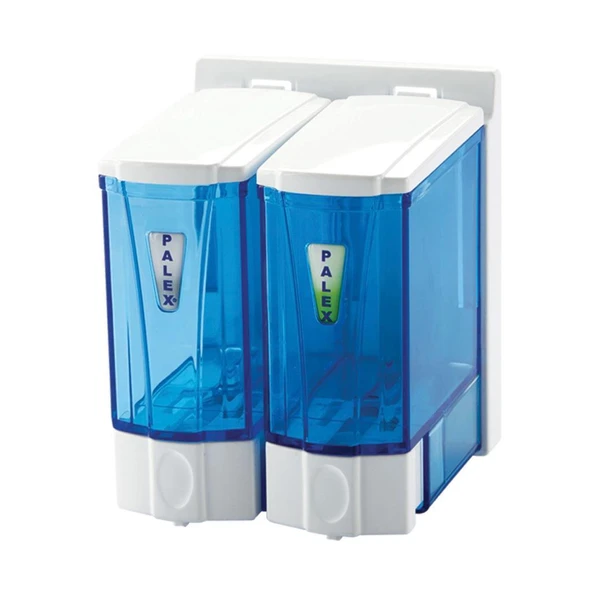 Omnisoft PLX 3564-1 Mini Sıvı Sabun Dispenseri Çiftli 250 ml Şeffaf Mavi ürün görseli 1