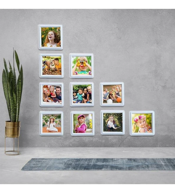 Kişiye Özel Fotoğraf Baskılı 15'li Beyaz Mini Sök Tak Kare Çerçeve ürün görseli 1