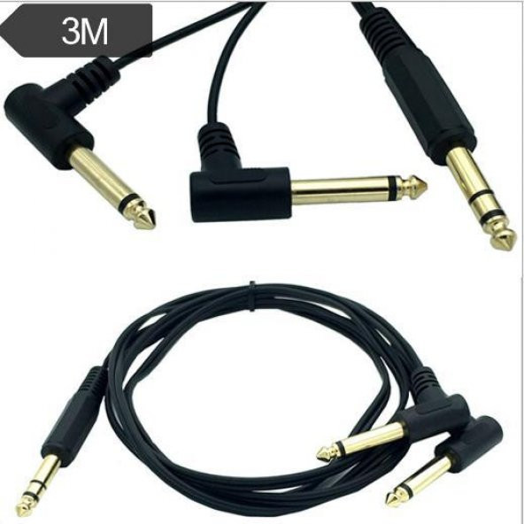 6.3 mm Stereo to 2x 90 Derece 6.3 mm Mono Kablo 3 Metre ürün görseli 1