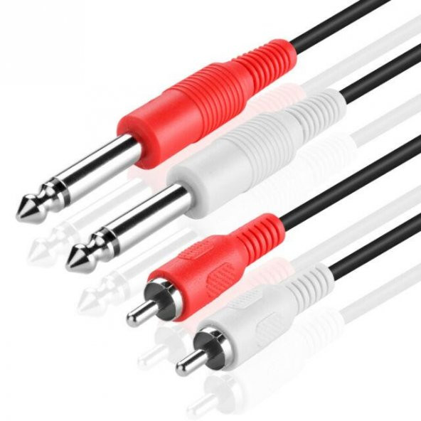 2x RCA to 2x 6.3 mm Mono Kablo 3 Metre ürün görseli 1