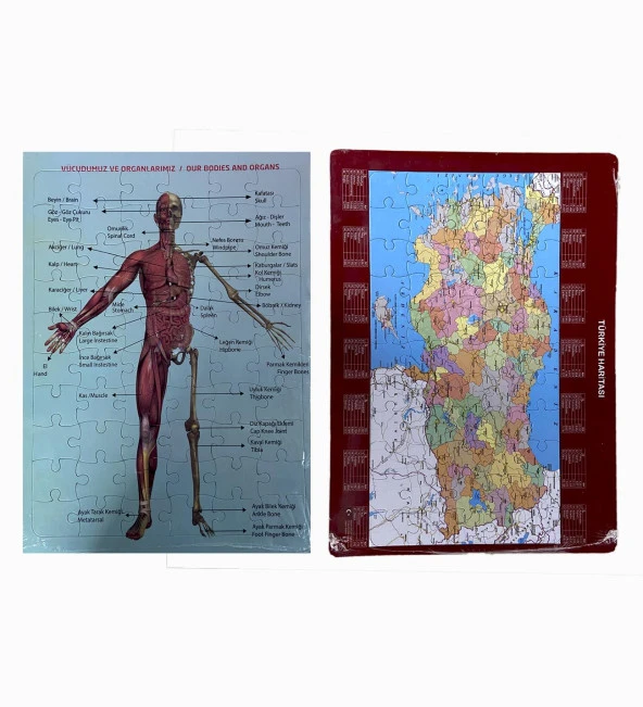 2Li Eğitici Puzzle Set Türkiye Haritası 50 parça ve İnsan Anatomisi 60 parça ürün görseli 1