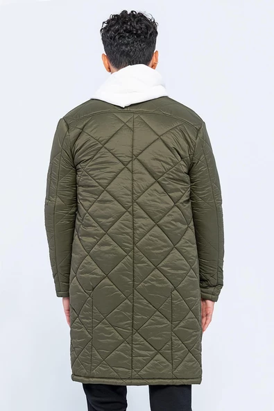 Erkek Regular Fit Kışlık Çok Cepli Çift Yön Fermuarlı Bomber Yaka Uzun Kapitone Şişme Mont - Resim 6